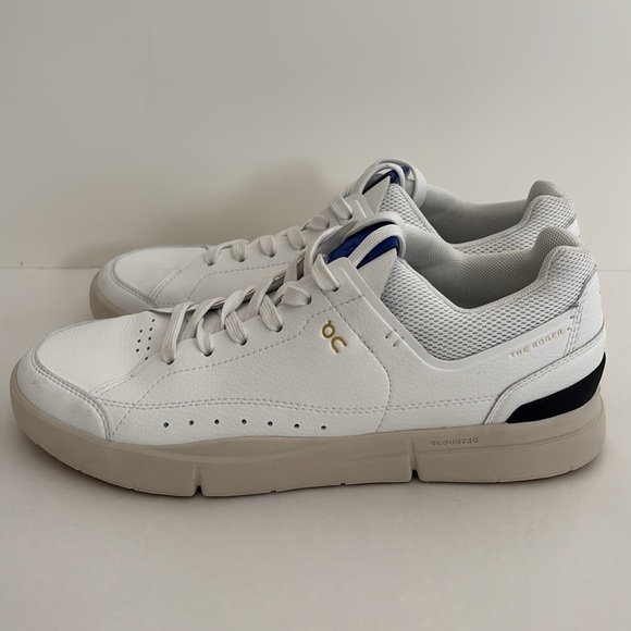 On Cloud White Blue The Roger Faux Leather Casual Sneaker Shoes Wome‎ Size 9 NEW - Picture 3 of 15